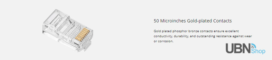 Gold plated phosphor bronze contacts ensure excellent conductivity, durability, and outstanding resistance against wear or corrosion.
