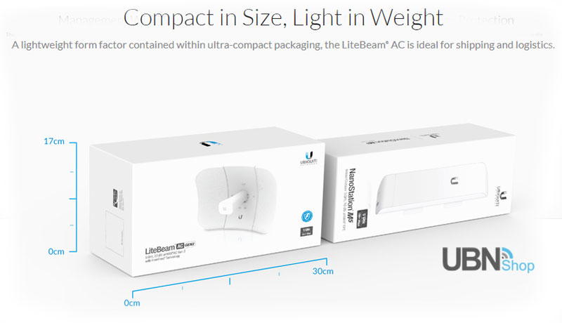 A lightweight form factor contained within ultra-compact packaging, the LiteBeam® AC is ideal for shipping and logistics.