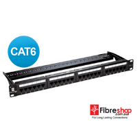 Patch Panel 24 Port Cat6 Ethernet RJ45 1RU 51.2mm Wide Network