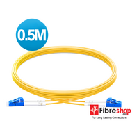 LC-LC UPC Duplex Single Mode Fibre Patch Lead 2.0mm PVC (OFNR) 0.5M