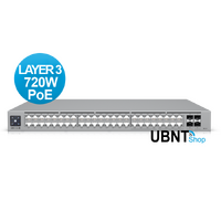 Ubiquiti UniFi Network, Switch, 48-Port, POE 720W, (16) 2.5 GbE ports, 8 PoE+, 8 PoE++, (4) 10G SFP+ Ports, Layer3, Rack Mount