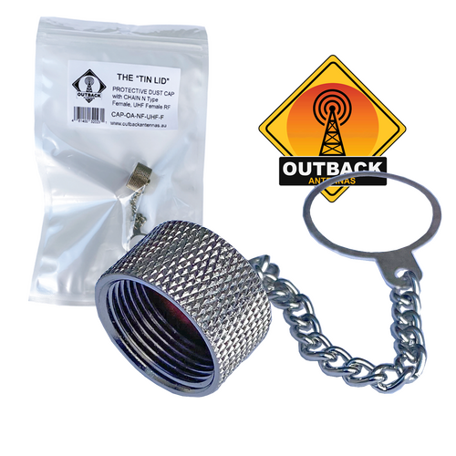 Protective Dust Cap with Retainer Chain for N-Type Female RF and UHF Female  Connector. The "TIN LID"