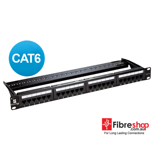 Patch Panel 24 Port Cat6 Ethernet RJ45 1RU 51.2mm Wide Network