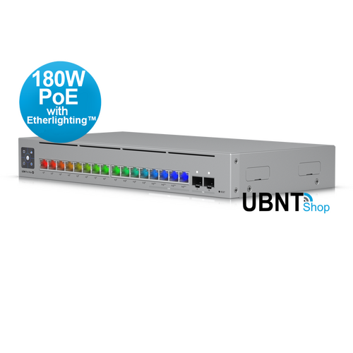 UniFi USW-Pro-Max-16-PoE 16 Port 180W, Layer 3 Etherlighting™ switch with 2.5 GbE and PoE++